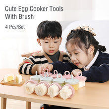 Load image into Gallery viewer, 4 Pcs/Set Cute Egg Cooker Tools with Brush Plastic Egg Mould Poacher Baking Egg Mold Cups Steamer Kitchen Accessories Gadgets for Kid