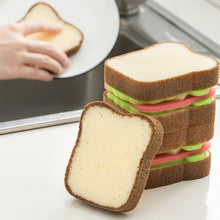 Load image into Gallery viewer, Toast Bread Shape Dish-washing Sponges Softer Sandwich Magic Sponge Washable Scrubber Tools for Pots Dishes Kitchen Accessories Household Cleaning Gadget