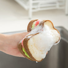 Load image into Gallery viewer, Toast Bread Shape Dish-washing Sponges Softer Sandwich Magic Sponge Washable Scrubber Tools for Pots Dishes Kitchen Accessories Household Cleaning Gadget