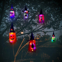 Load image into Gallery viewer, Halloween LED Flashing Light Hanging Ghost Halloween Party Dress Up Glowing Wizard Hat Lamp Horror Props Home Bar Decoration