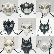 Load image into Gallery viewer, Japanese Dragon God Mask Halloween Werewolf Mask Skull Scary Half Face Mask Masquerade Ball Party Cosplay Props