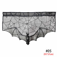 Load image into Gallery viewer, Halloween Decoration Black Lace Spider Web Tablecloth Table Runner Fireplace Mantel Scarf Event Party Decoration Supply