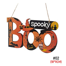 Load image into Gallery viewer, Halloween Wooden Ornament Spider Pumpkin Ghost Wood Door Hanging Signs Pendant Halloween Party Decorations for Home DIY Crafts