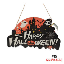 Load image into Gallery viewer, Halloween Wooden Ornament Spider Pumpkin Ghost Wood Door Hanging Signs Pendant Halloween Party Decorations for Home DIY Crafts