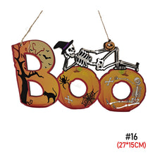 Load image into Gallery viewer, Halloween Wooden Ornament Spider Pumpkin Ghost Wood Door Hanging Signs Pendant Halloween Party Decorations for Home DIY Crafts