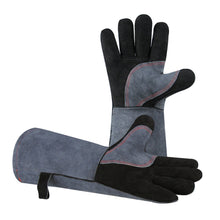 Load image into Gallery viewer, Cow Welding Gloves Thick Split Leather Kitchen Stove Heat Puncture Resistant BBQ Glove For Welder works with Palm Welders