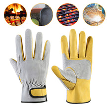 Load image into Gallery viewer, 1Pair Men Work Gloves Soft Cowhide Driver Hunting Driving Farm Garden Welding Security Protection Safety Workers Mechanic Gloves