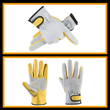 Load image into Gallery viewer, 1Pair Men Work Gloves Soft Cowhide Driver Hunting Driving Farm Garden Welding Security Protection Safety Workers Mechanic Gloves