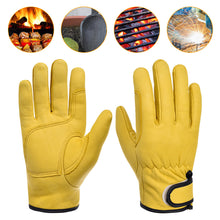 Load image into Gallery viewer, Wear-Resistant Cowhide Work Gloves Leather Workers Work Welding Safety Protection For Garden Sports Motorcycle Driver Gloves