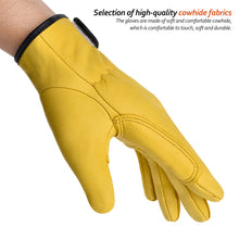 Load image into Gallery viewer, Wear-Resistant Cowhide Work Gloves Leather Workers Work Welding Safety Protection For Garden Sports Motorcycle Driver Gloves