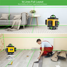 Load image into Gallery viewer, 12/16 Lines 3D/4D 360° Laser Level Nivel Laser Leveling Device Green Beam Laser Level Self-leveling Horizontal Vertical Measure Tool