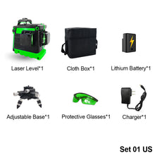 Load image into Gallery viewer, 12 Lines 3D Laser Level Self-Leveling 360 Horizontal and Vertical Cross With 1.2M Tripod Super Powerful Green Laser Beam Lines