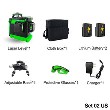 Load image into Gallery viewer, 12 Lines 3D Laser Level Self-Leveling 360 Horizontal and Vertical Cross With 1.2M Tripod Super Powerful Green Laser Beam Lines