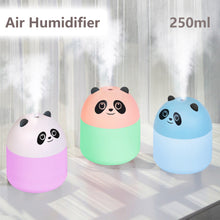 Load image into Gallery viewer, 250ml Cute Panda Mini Air Humidifier with Night Light Essential Oil Diffuser USB Mist Maker Car Air Freshener for Bedroom Office