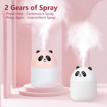 Load image into Gallery viewer, 250ml Cute Panda Mini Air Humidifier with Night Light Essential Oil Diffuser USB Mist Maker Car Air Freshener for Bedroom Office