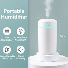 Load image into Gallery viewer, Portable 420ml Air Humidifier Aroma Oil Humidificador for Home Car USB Cool Mist Sprayer with Colorful Soft Night Light Purifier