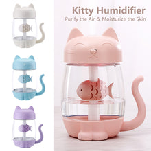 Load image into Gallery viewer, 350ml Cartoon Cat Air Humidifier LED Light 4h Automatic Power Off Ultra-Quiet USB Humidifier For Kids Nursery Home Office Car