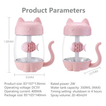 Load image into Gallery viewer, 350ml Cartoon Cat Air Humidifier LED Light 4h Automatic Power Off Ultra-Quiet USB Humidifier For Kids Nursery Home Office Car
