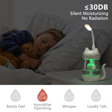 Load image into Gallery viewer, 350ml Cartoon Cat Air Humidifier LED Light 4h Automatic Power Off Ultra-Quiet USB Humidifier For Kids Nursery Home Office Car