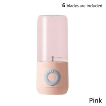 Load image into Gallery viewer, 500ml Portable Mini Juicer Blender USB Rechargeable 4-Blade Cutter Juicer Blenders Food Processor Milk Shake Smoothie Maker Mixer