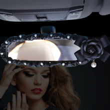 Load image into Gallery viewer, Car Interior Rearview Mirror Cover PU Leather Pearl Camellia Flower Auto Rear View Decoration Accessories For Women Girls