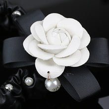 Load image into Gallery viewer, Car Interior Rearview Mirror Cover PU Leather Pearl Camellia Flower Auto Rear View Decoration Accessories For Women Girls