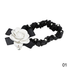 Load image into Gallery viewer, Car Interior Rearview Mirror Cover PU Leather Pearl Camellia Flower Auto Rear View Decoration Accessories For Women Girls