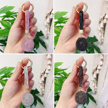 Load image into Gallery viewer, Leather Strap Strass Rhinestone Crystal Ball Car Keychain Charm Pendant Key Ring For Women Girl