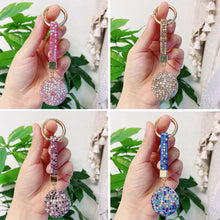 Load image into Gallery viewer, Leather Strap Strass Rhinestone Crystal Ball Car Keychain Charm Pendant Key Ring For Women Girl