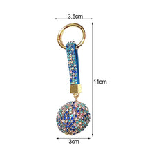 Load image into Gallery viewer, Leather Strap Strass Rhinestone Crystal Ball Car Keychain Charm Pendant Key Ring For Women Girl