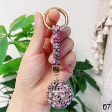 Load image into Gallery viewer, Leather Strap Strass Rhinestone Crystal Ball Car Keychain Charm Pendant Key Ring For Women Girl