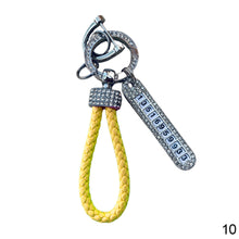 Load image into Gallery viewer, Car Key Ring Chain Holder Leather Keychain Crystal Anti-lost Luxury Gold Silver Buckle Women Phone Number Tag Keyfob
