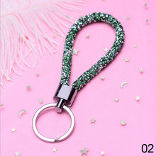 Load image into Gallery viewer, Car Keychain Colorful Sparkling Crystal PU Leather Rope For Couples Women Girl Bag Accessories Gift Keyring