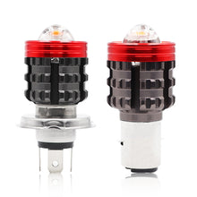 Load image into Gallery viewer, H4 BA20D Motorcycle Angel Eye LED Headlight H6 Scooter Motorbike Dual Colors Light Bulb DRL 12V-80V
