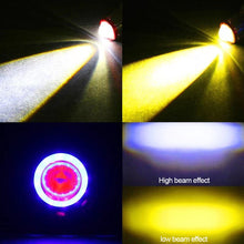 Load image into Gallery viewer, H4 BA20D Motorcycle Angel Eye LED Headlight H6 Scooter Motorbike Dual Colors Light Bulb DRL 12V-80V