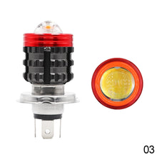 Load image into Gallery viewer, H4 BA20D Motorcycle Angel Eye LED Headlight H6 Scooter Motorbike Dual Colors Light Bulb DRL 12V-80V