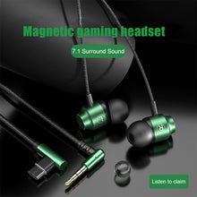 Load image into Gallery viewer, L Jack Magnetic Gamer Wired Earphones Gaming Green Metal HiFi Bass Stereo 3.5mm Type C Earbuds For Phone Computer Mic Headphones