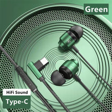 Load image into Gallery viewer, L Jack Magnetic Gamer Wired Earphones Gaming Green Metal HiFi Bass Stereo 3.5mm Type C Earbuds For Phone Computer Mic Headphones