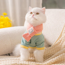 Load image into Gallery viewer, Autumn and Winter Pet Warm Hoodie Puppy Dog Cat Macaroons Shirt Jacket with Scarf Two-legged Cartoon Pet Clothes Teddy Bichon Dog Clothes