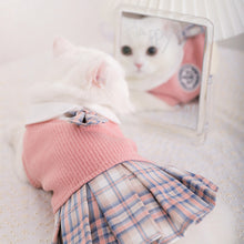 Load image into Gallery viewer, JK Dress Pet Clothing Dogs uniform Print Plaid Dog Clothes Small Costume Warm French Corgi Cute Autumn Winter Girl Collar Perro