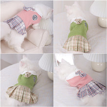 Load image into Gallery viewer, JK Dress Pet Clothing Dogs uniform Print Plaid Dog Clothes Small Costume Warm French Corgi Cute Autumn Winter Girl Collar Perro