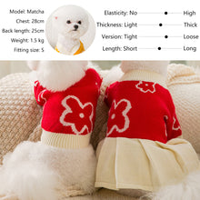 Load image into Gallery viewer, Puppy Hand-painted Flowers Couples Sweater Autumn and Winter Warm Teddy Clothes Than Bear Dress Knitted Dog Clothes XS-XL