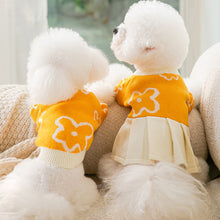 Load image into Gallery viewer, Puppy Hand-painted Flowers Couples Sweater Autumn and Winter Warm Teddy Clothes Than Bear Dress Knitted Dog Clothes XS-XL