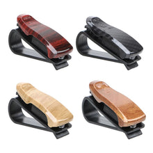 Load image into Gallery viewer, Car Accessories Sunglasses Eyeglasses Glasses Wood Grain Holder Auto Fastener Glasses Case Atuo Ticket Clip