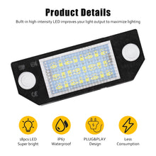 Load image into Gallery viewer, 2Pc Car License Plate Lights 12V LED White Number Lamps Plate Light Tail Signal Lamp Assembly For Ford Focus 2MK2 2003-2008 C-MAX