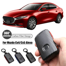 Load image into Gallery viewer, Carbon Fiber Car Remote Key Case Cover Shell For Mazda 3 Alexa CX-30 CX30 CX5 CX 5 CX-5 CX8 CX9 CX4 2019 2020 Protector Holder Keyless
