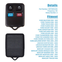 Load image into Gallery viewer, 4 Buttons Remote Key Shell Case Entry Fob 315MHz for Ford Mustang Focus Lincoln LS Town Remote Control Clicker Transmitter