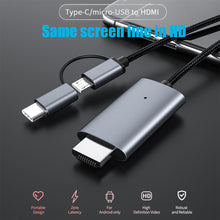 Load image into Gallery viewer, Micro USB TYPE C Lightning to HDMI-Compatible Cable HDTV TV Digital AV Adapter Cable 1080P For iPhone iPad and Android phone