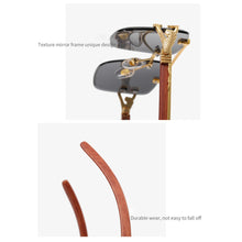 Load image into Gallery viewer, Wood Pattern Leopard Head Sunglasses UV Protection Outdoor Sunglasses Fashion Square Frame Sunglasses for Men Women
