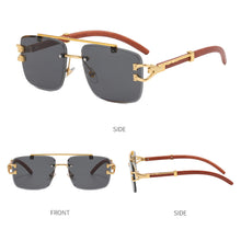 Load image into Gallery viewer, Wood Pattern Leopard Head Sunglasses UV Protection Outdoor Sunglasses Fashion Square Frame Sunglasses for Men Women
